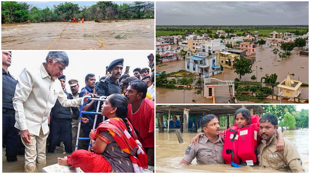 PTI : Visuals from floods and rains in Gujarat, Andhra and Telangana | 